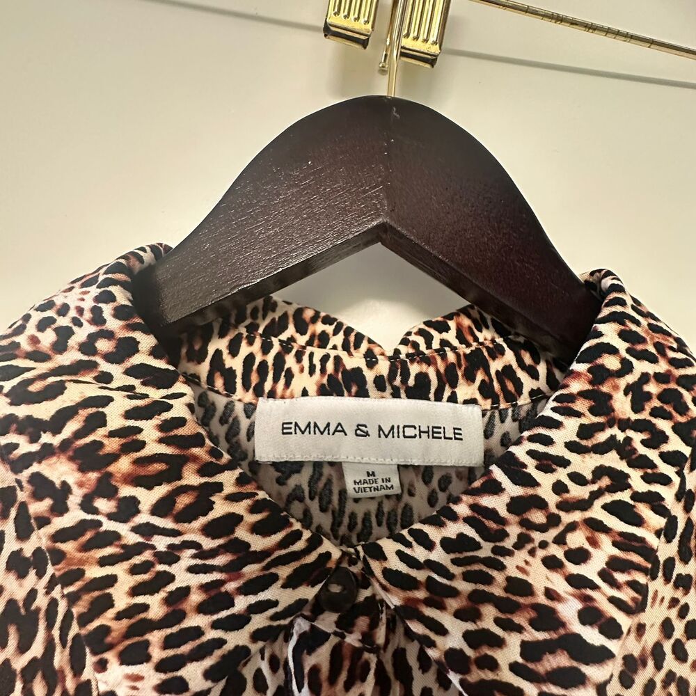Emma & Michele Women’s Leopard Print Maxi Button Front Belted Dress Size M - Picture 5 of 13